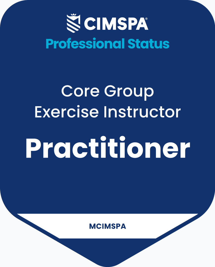 CIMSPA Professional Status badge: Core Group Exercise Instructor, Practitioner (MCIMSPA)